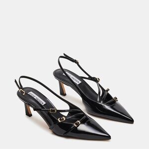Steve Madden Glossy Black Slingback Heels